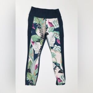 Athleta Floral Leggings XS High Rise Workout Yoga Pants Pocketed